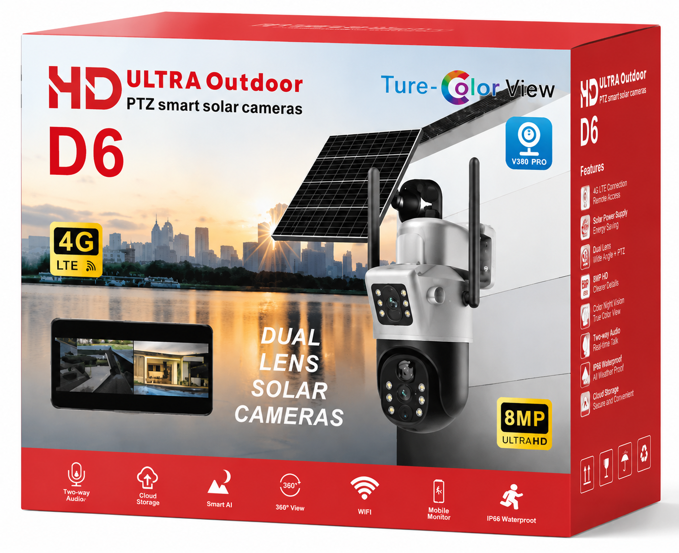 D6 dual-lens solar PTZ camera retail package