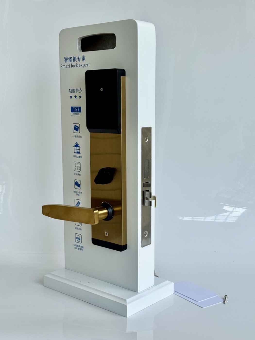 Gold T57 RFID hotel lock rear view